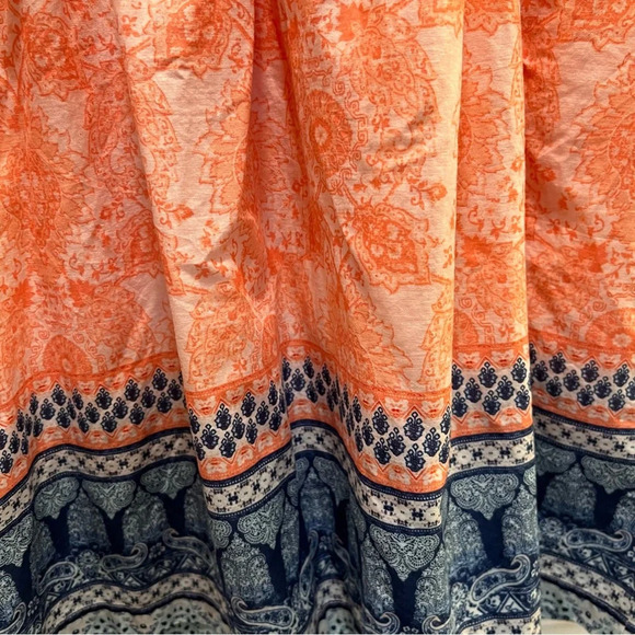 Van Winkle & Co. Peach & Blue Spaghetti Strap Cotton Dress. Size Small. - Picture 5 of 11